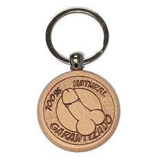 Porte-clés en bois gravé, motif pénis – Diablo Picante