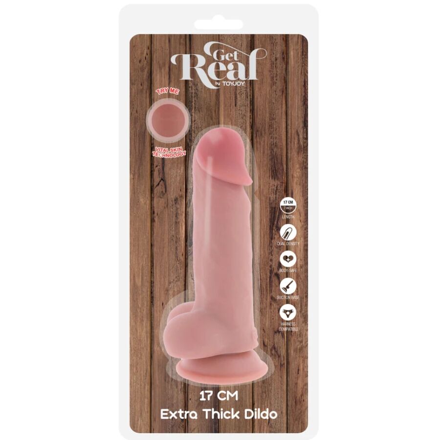 Gode réaliste Deluxe extra épais avec testicules 17 cm – Get Real — vue 4