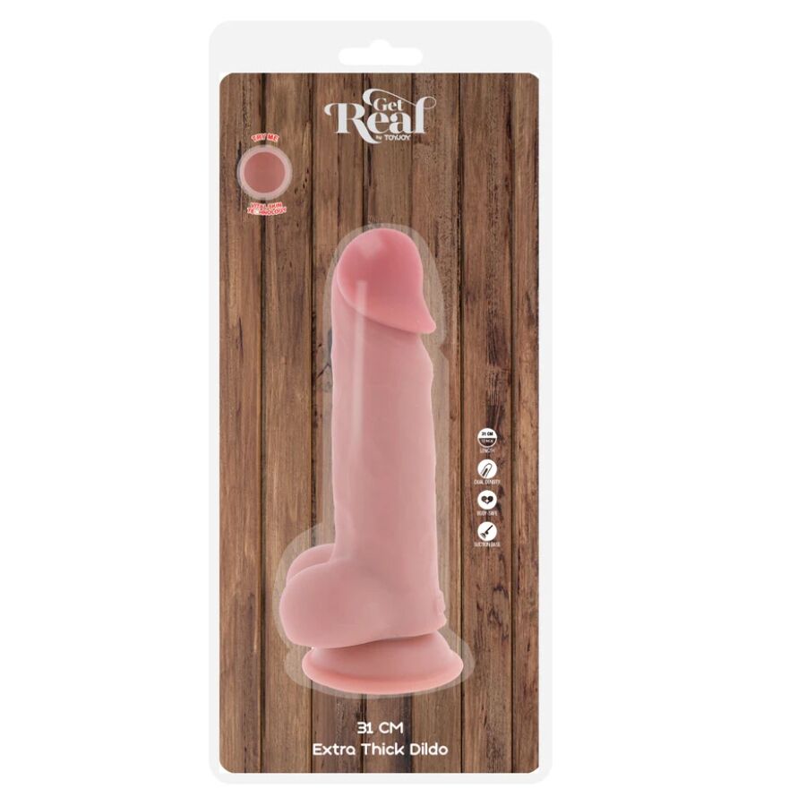 Gode réaliste Deluxe extra épais avec testicules 31 cm – Get Real — vue 5