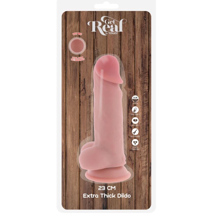 Gode réaliste Deluxe extra épais avec testicules 23 cm – Get Real — vue 5
