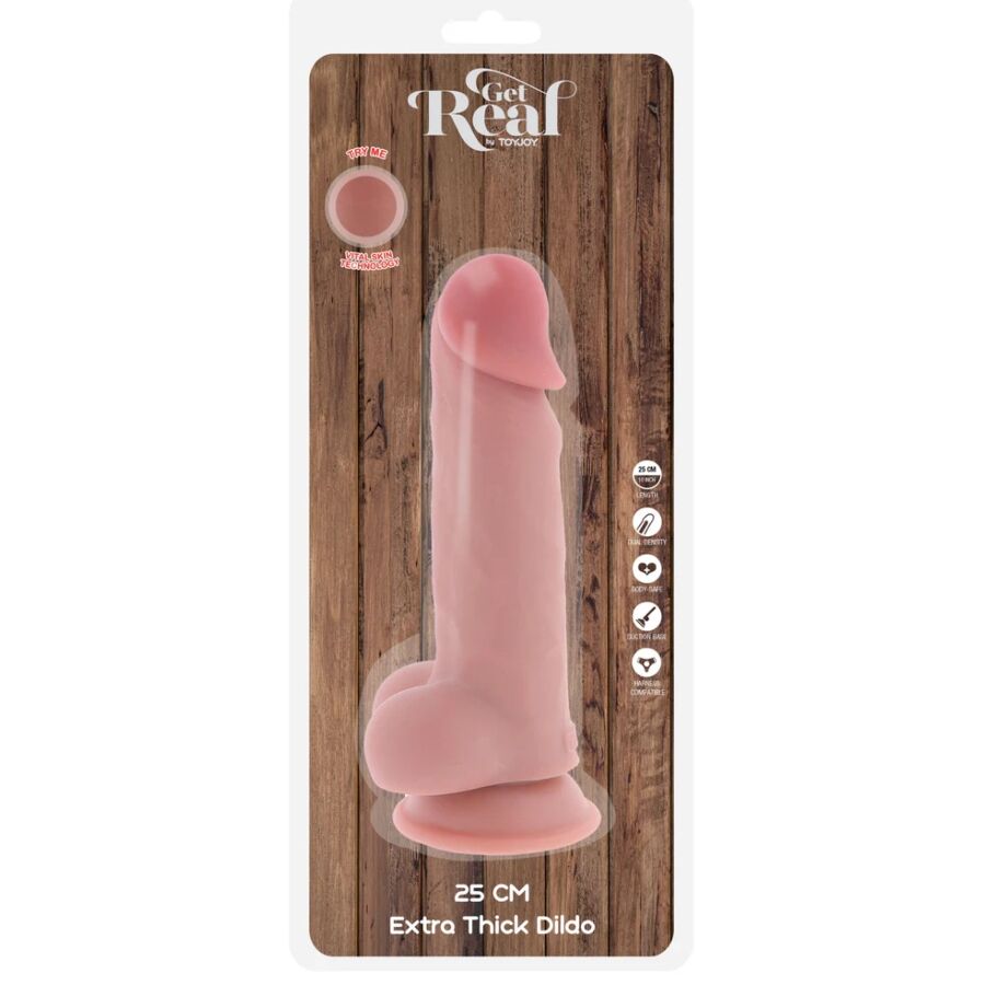 Gode réaliste Deluxe extra épais avec testicules 25 cm – Get Real — vue 5