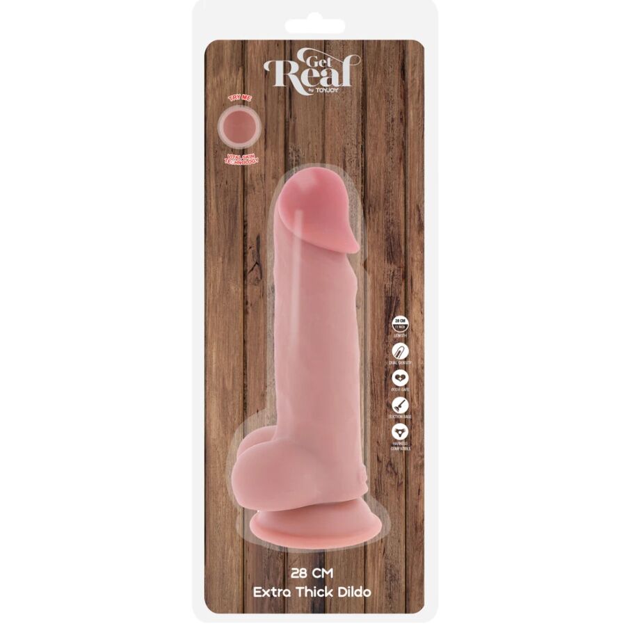 Gode réaliste Deluxe extra épais avec testicules 28 cm – Get Real — vue 5