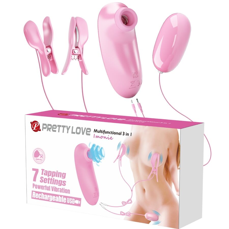PRETTY LOVE - Imonie ensemble multifonctionnel 3 en 1 avec ventouse, tétons et clitoris – vue 2