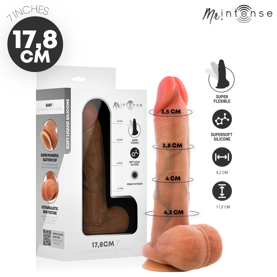 Gode réaliste Gary S avec testicules 17,8 cm – Mr. Intense Dildos — vue 1