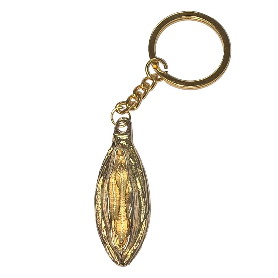 Porte-clés métallique doré motif lèvres – Diablo Picante