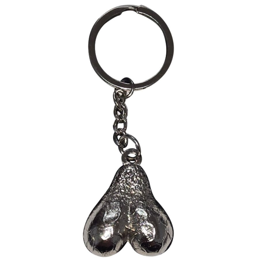 Porte-clés métallique argenté motif anatomique – Diablo Picante