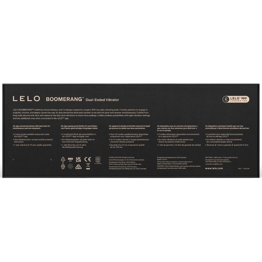 LELO - BOOMERANG VIBRATEUR À DOUBLE EXTRÉMITÉ VIOLET – vue 5