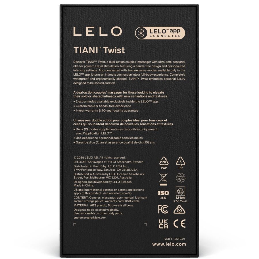 LELO - TIANI TWIST COUPLES VIBRATEUR EN MOUSSE – vue 4