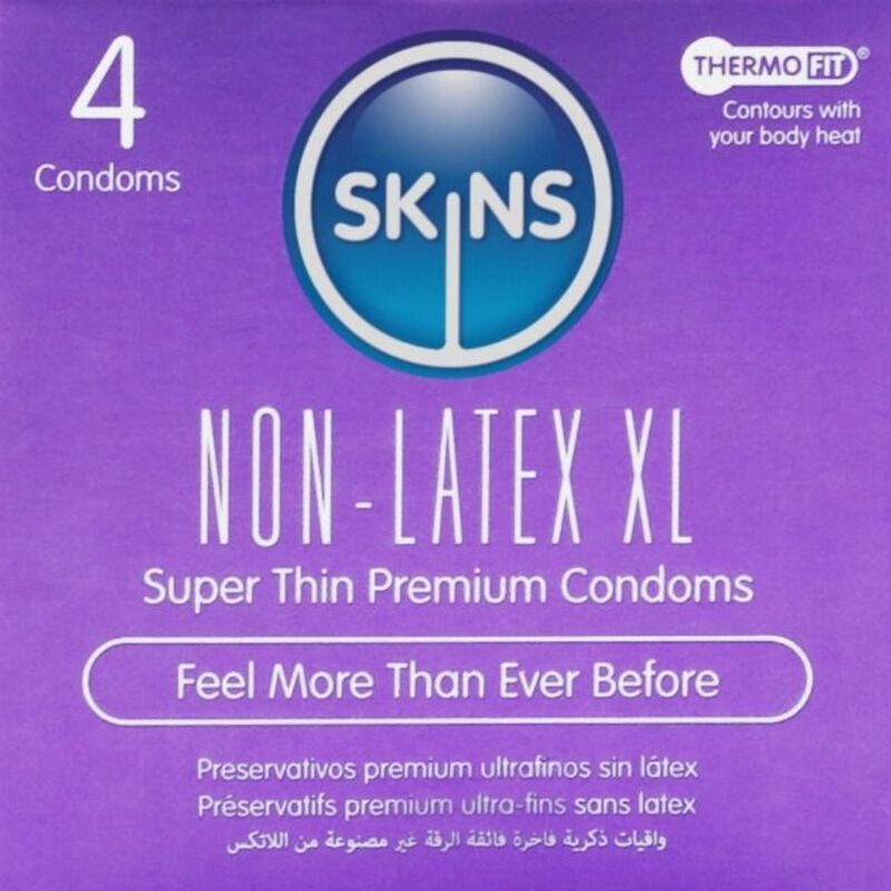 Préservatif PRÉSERVATIFS SANS LATEX, PAQUET DE 4, FORMAT XL – SKINS