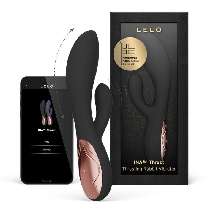 LELO - INA THRUST RABBIT VIBRATEUR À POUSSÉE NOIR – vue 1