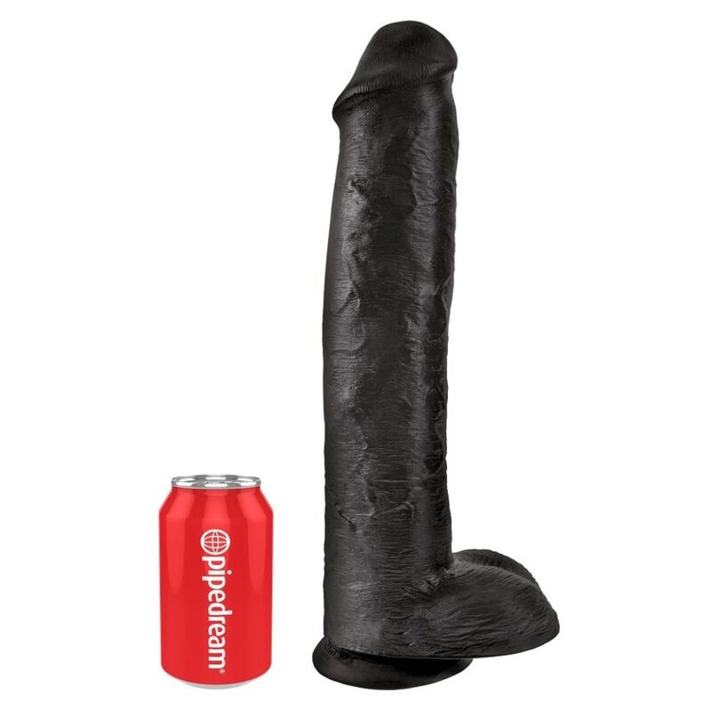 Gode réaliste avec testicules 38 cm noir – King Cock — vue 4