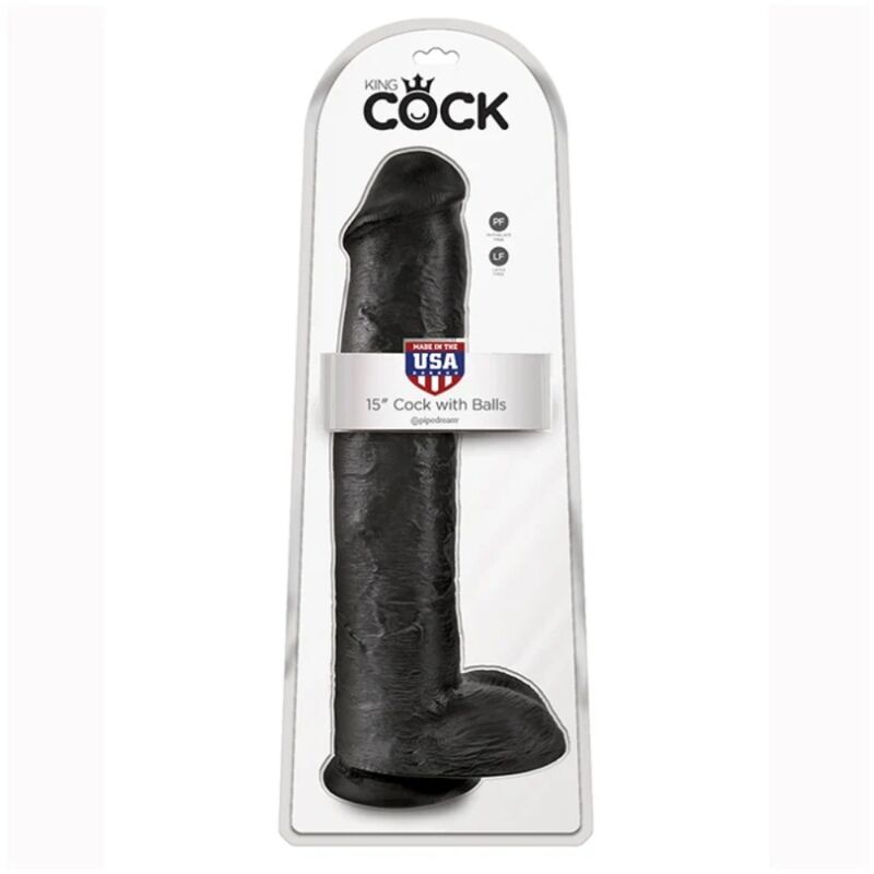 Gode réaliste avec testicules 38 cm noir – King Cock — vue 5