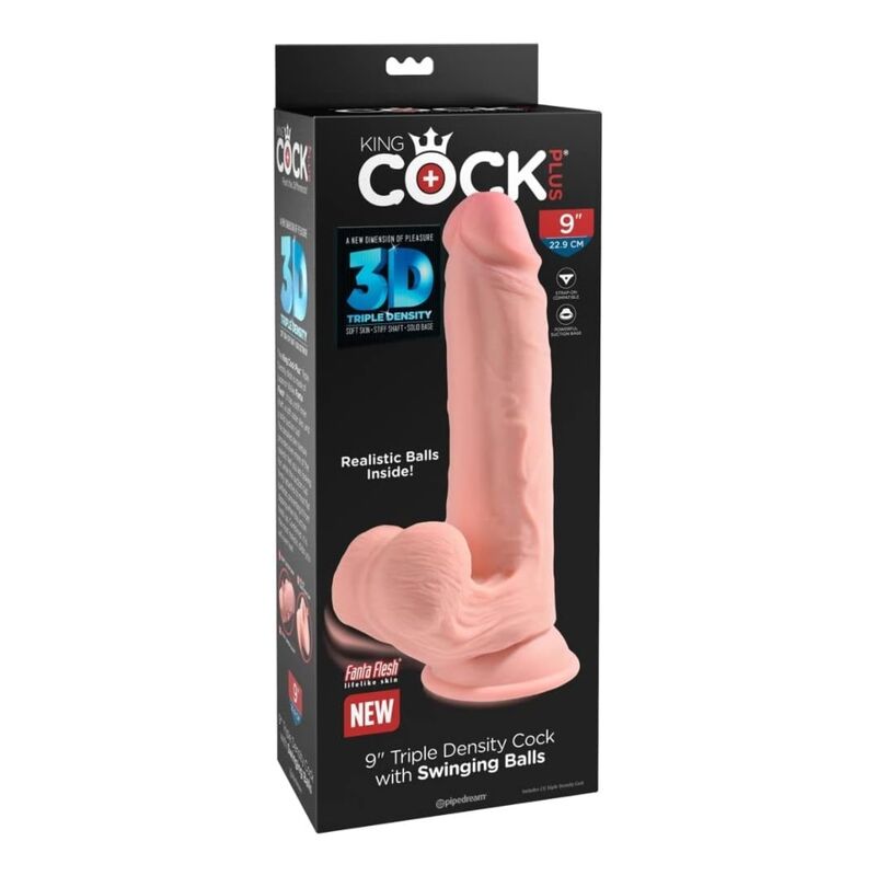 Gode réaliste King Cock Plus triple densité avec testicules 23 cm chair – King Cock — vue 6