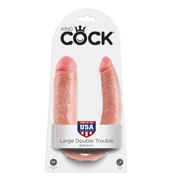Double gode 17,8 cm naturel – King Cock — vue 1