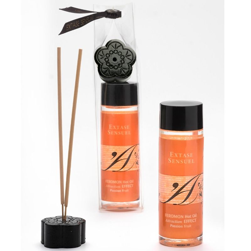 Huile de massage effet thermique aux phéromones de fruits de la passion 100 ml – Extase Sensual – vue 1
