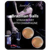 Boules brésiliennes fraise et champagne – Secretplay sur fond blanc