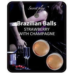 Boules brésiliennes fraise et champagne – Secretplay sur fond blanc