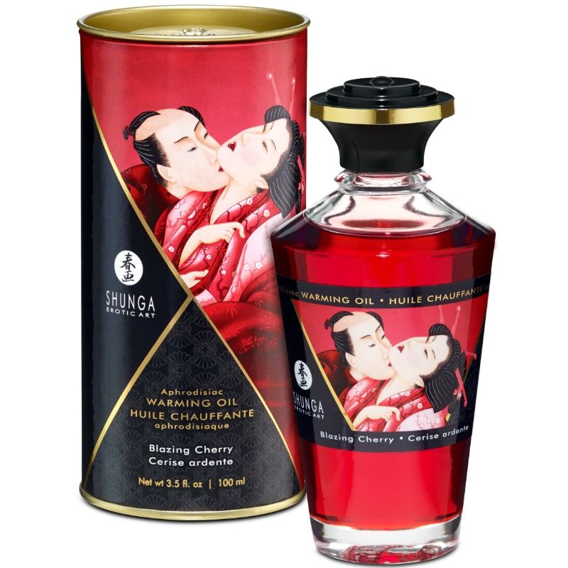 Huile de massage effet chaleur saveur intense de cerise 100 ml – Shunga – vue 1
