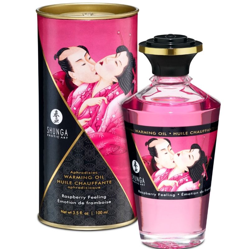 Huile de massage effet thermique saveur intense de framboise 100 ml – Shunga – vue 1