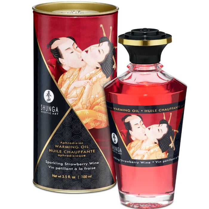 Huile de massage effet chaleur fraises et cava 100 ml – Shunga – vue 1