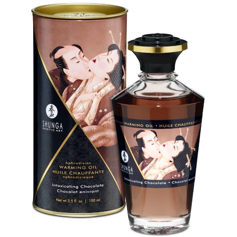Huile de massage à effet chaleur saveur intense de chocolat 100 ml – Shunga – vue 1