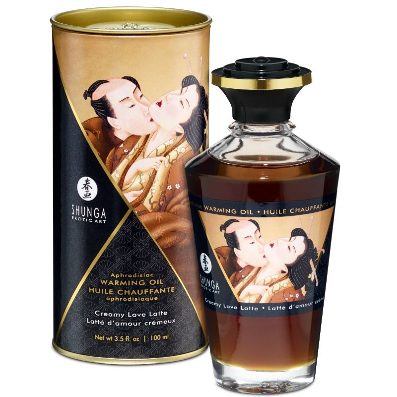 Huile de massage à effet chaleur saveur creamy love latte 100 ml – Shunga – vue 1