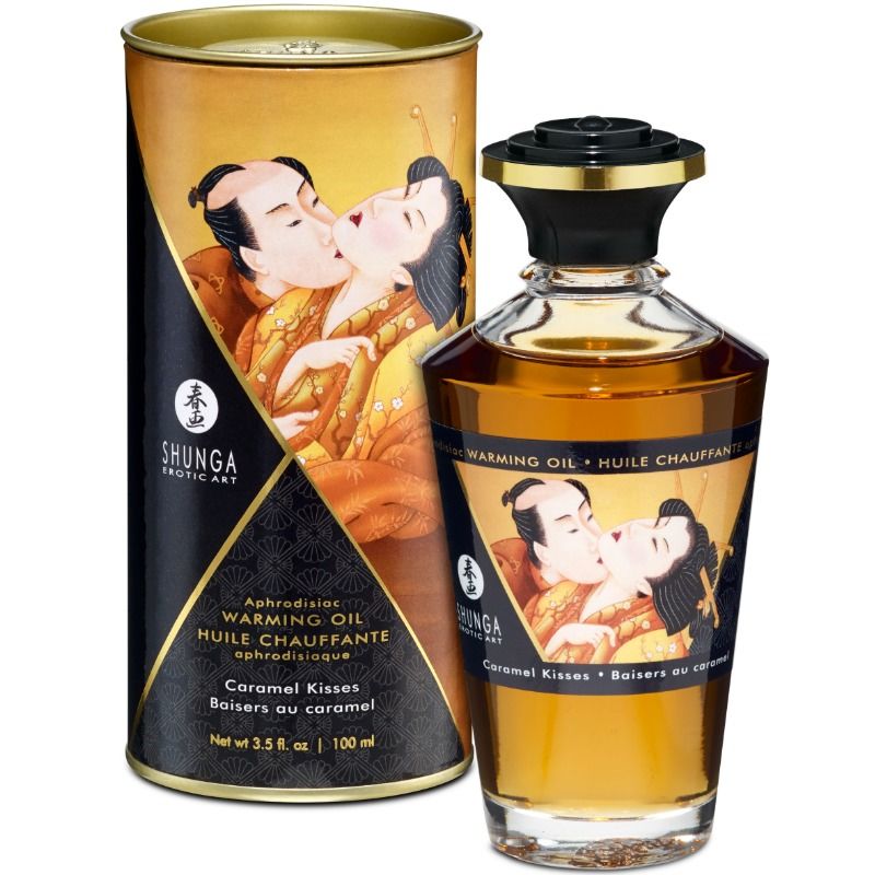 Huile de massage à effet chaleur saveur caramel 100 ml – Shunga – vue 1
