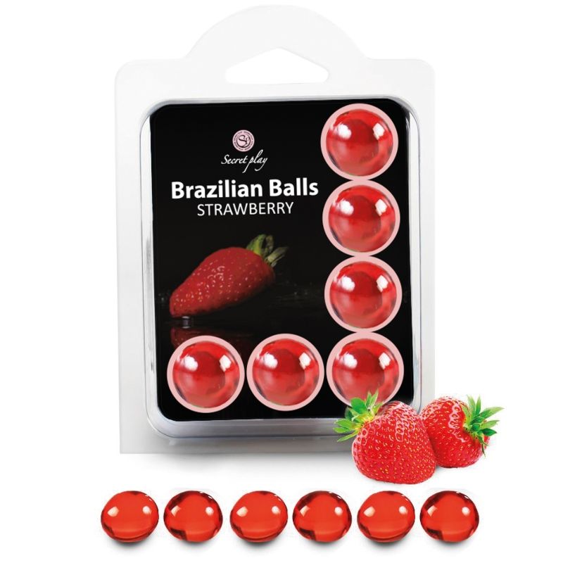 Boules brésiliennes à la fraise x6 – Secretplay sur fond blanc