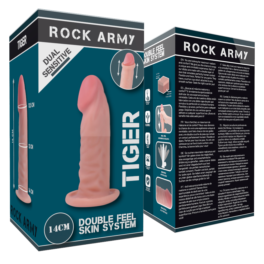 Gode réaliste Tigre double densité 14 cm – Rock Army — vue 9