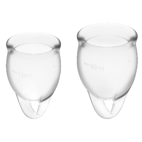 Duo de coupes menstruelles Feel Confident transparentes 15 et 20 ml – Satisfyer