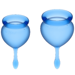 Duo de coupes menstruelles Feel Good bleu foncé 15 et 20 ml – Satisfyer