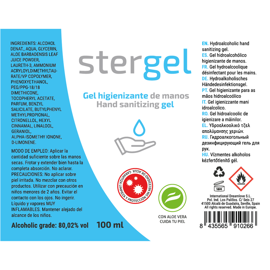 Gel hydroalcoolique Stergel à l’aloe vera 100 ml – Stergel — vue 3