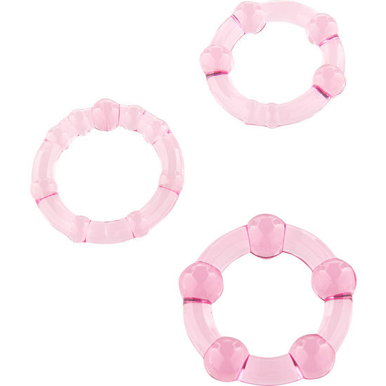 Lot d’anneaux péniens Stay Hard Three Rings – Seven Creations – Rose