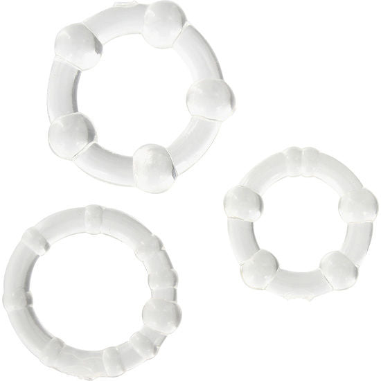 Lot d’anneaux péniens Stay Hard Three Rings – Seven Creations – Transparent