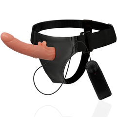 Harnais Hector avec gode vibrant naturel seul sur fond blanc
