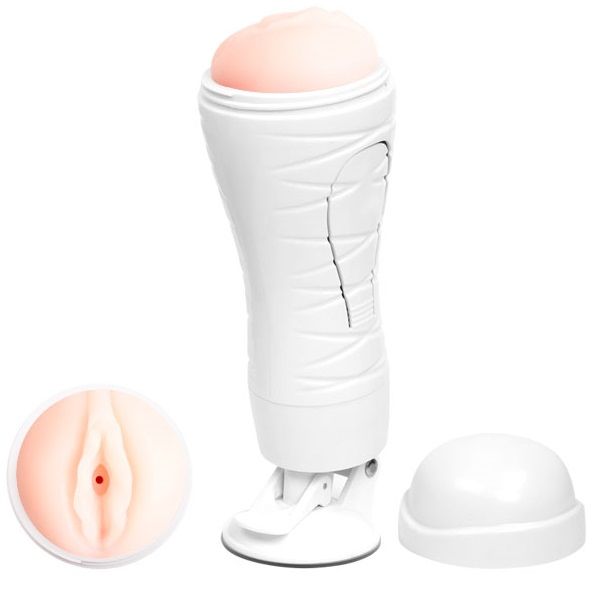 Masturbateur Flora avec ventouse – Crazy Bull — Blanc — vibrant rechargeable — vue sur fond blanc