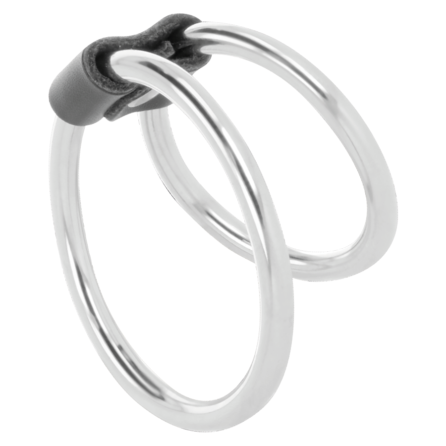 Double anneau pénien métallique 5 et 3,8 cm – Darkness — produit seul sur fond blanc