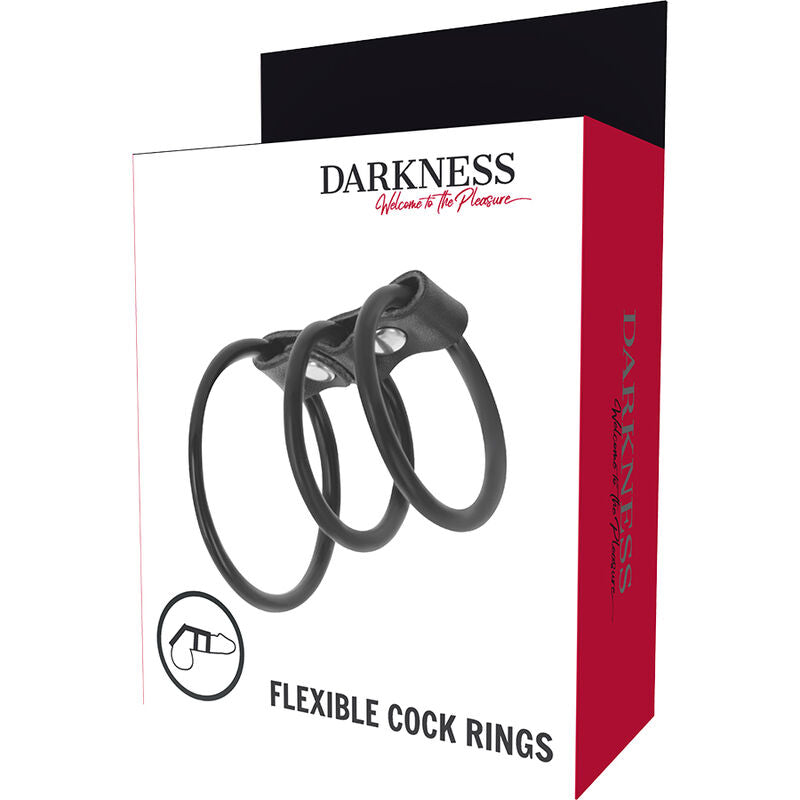 Ensemble de trois anneaux péniens flexibles reliés – Darkness — autre vue
