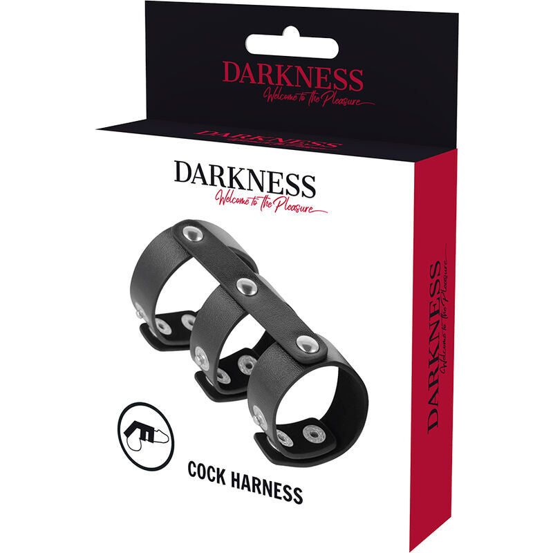 Ensemble pénien et testiculaire à trois sangles réglables – Darkness — autre vue