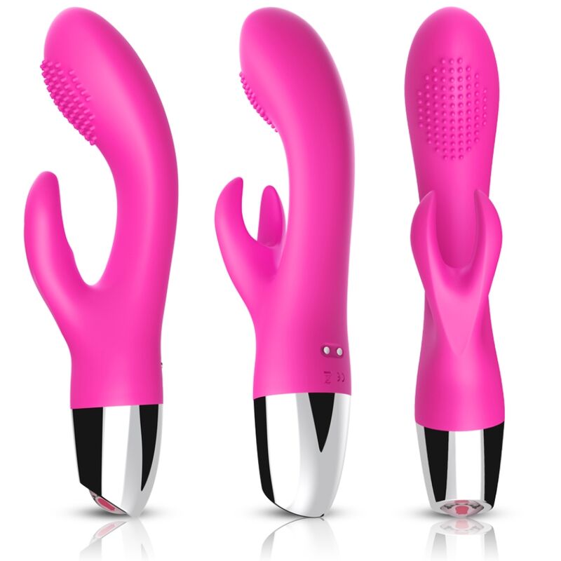 Vibromasseur rabbit double stimulation 20 cm – Armony — fuchsia sur fond blanc