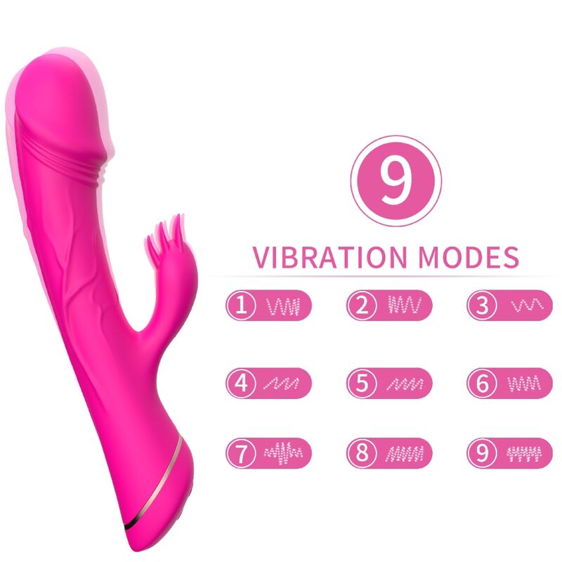 Vibromasseur rabbit courbé 20,4 cm – Armony — fuchsia sur fond blanc
