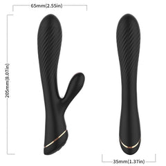 Vibromasseur rabbit texturé noir 20,5 cm – Armony — produit sur fond blanc