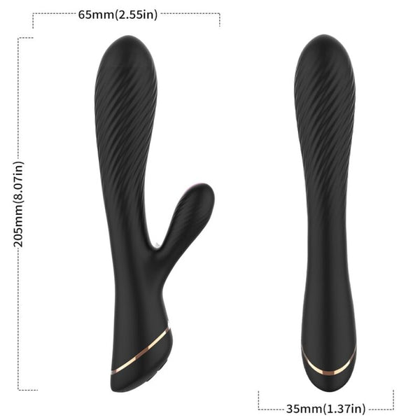 Vibromasseur rabbit texturé noir 20,5 cm – Armony — produit sur fond blanc
