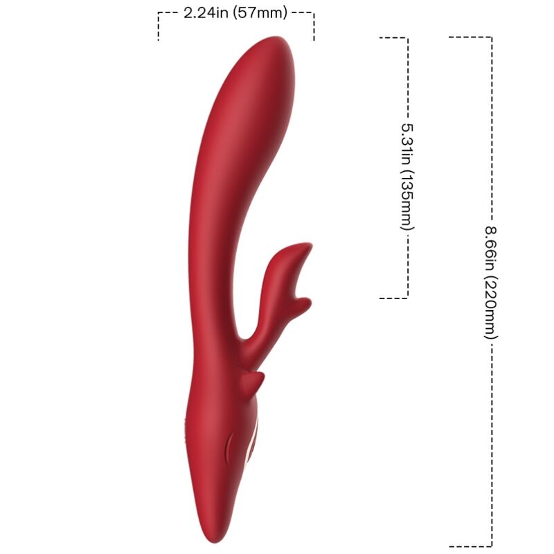 Vibromasseur Elk Rabbit courbé rouge – Armony — produit sur fond blanc