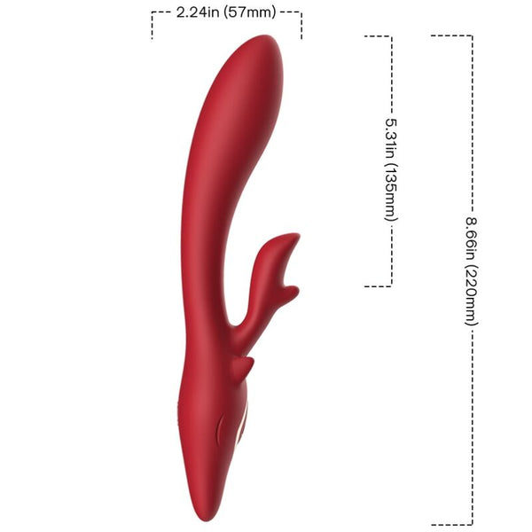 Vibromasseur Elk Rabbit courbé rouge – Armony — produit sur fond blanc