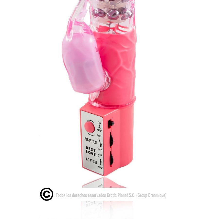 Vibromasseur rabbit rotatif 23 cm rose – Baile — détail et autre vue