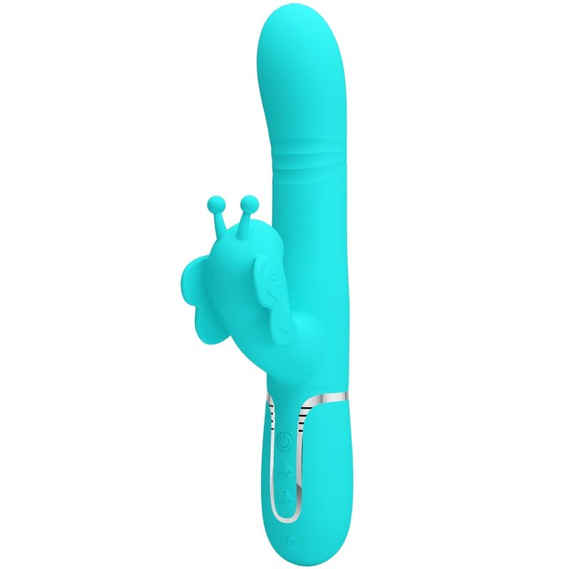 Vibromasseur rabbit Papillon 4 en 1 – Pretty Love – Vert aqua